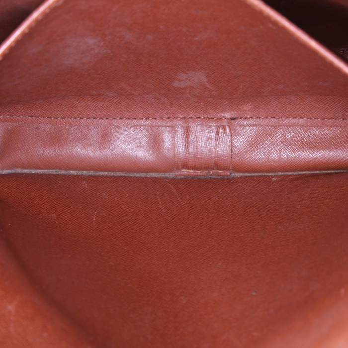Bolso bandolera Louis Vuitton Cartouchiére modelo grande en lona Monogram marrón y cuero natural - Detail D2