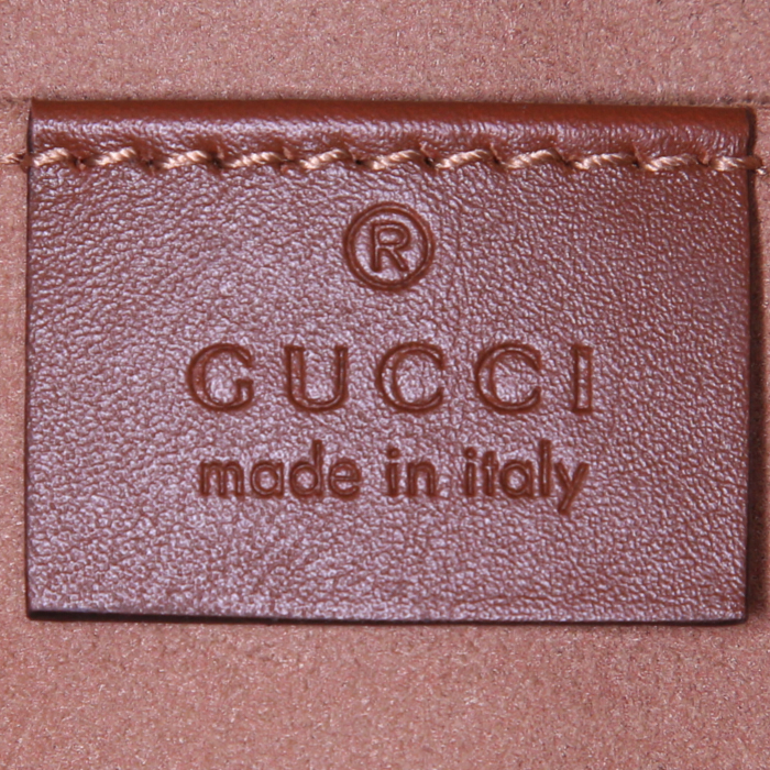 Gucci Padlock small model handbag in beige monogram canvas and brown leather - Detail D3