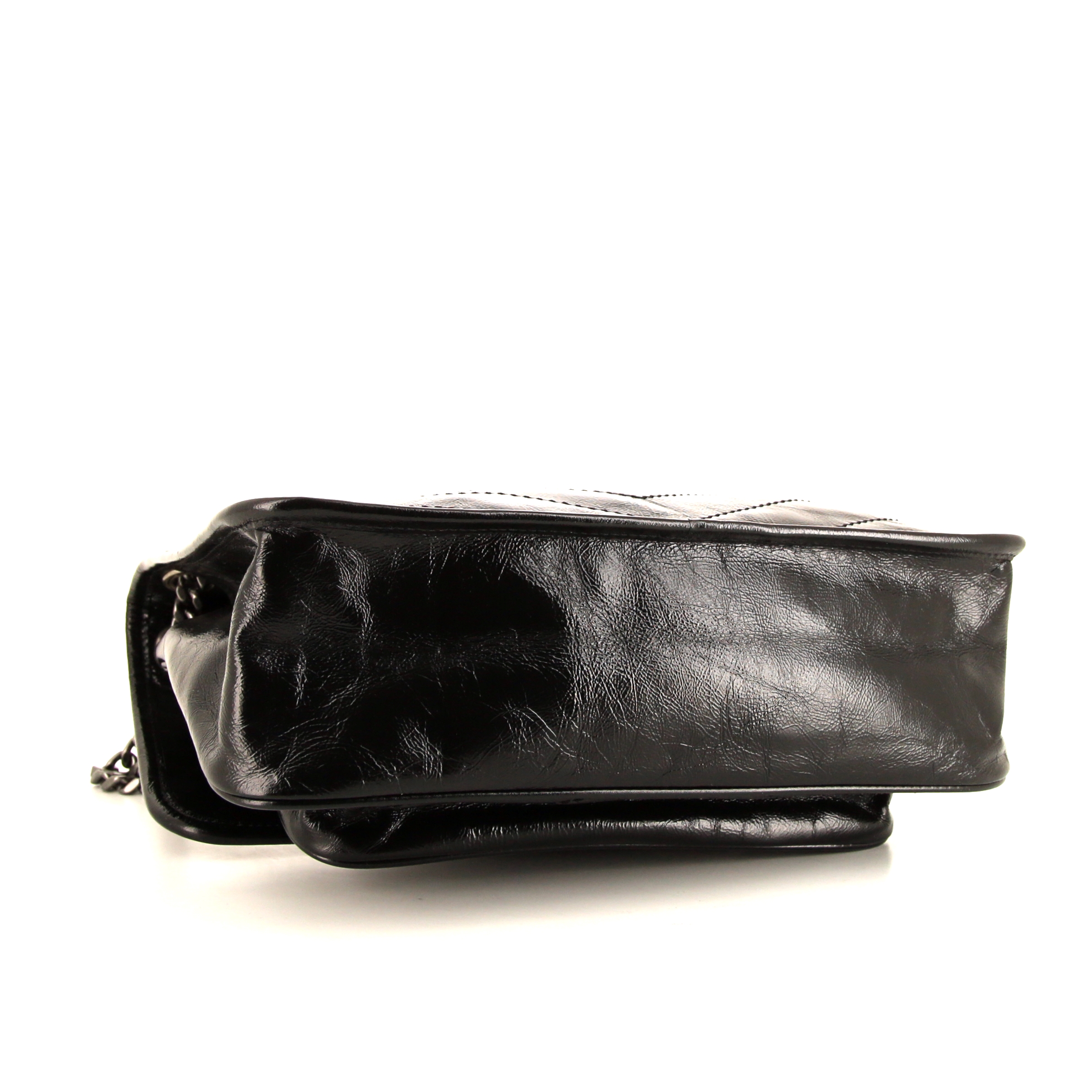 Bolso bandolera Saint Laurent Niki modelo mediano en cuero negro - Detail D5