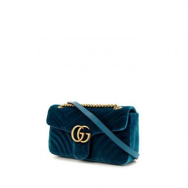Gucci GG Marmont shoulder bag in blue quilted velvet