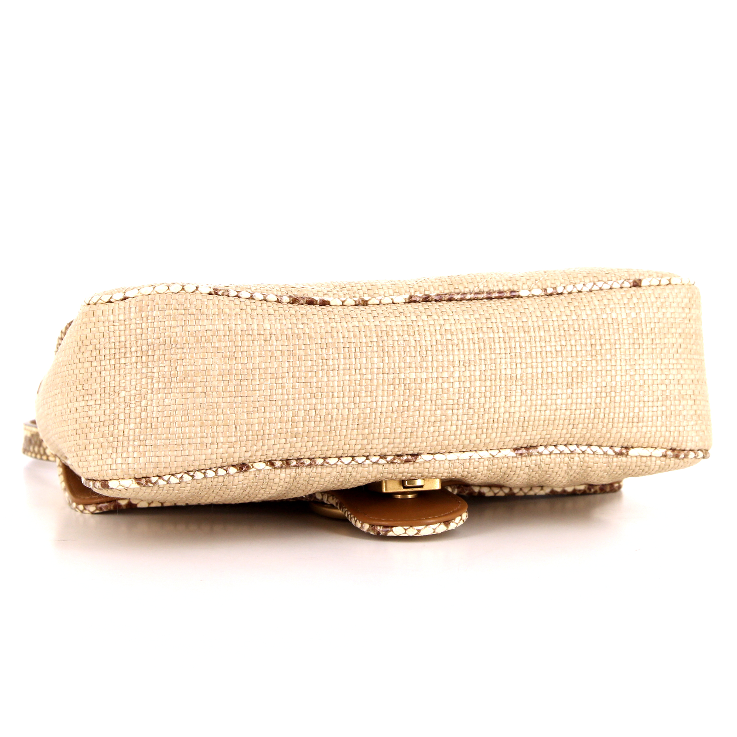 Borsa a tracolla Gucci GG Marmont in vimini intrecciato beige e pitone beige - Detail D5