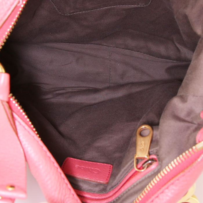 Borsa a tracolla Chloé Marcie modello grande in pelle martellata rossa - Detail D2