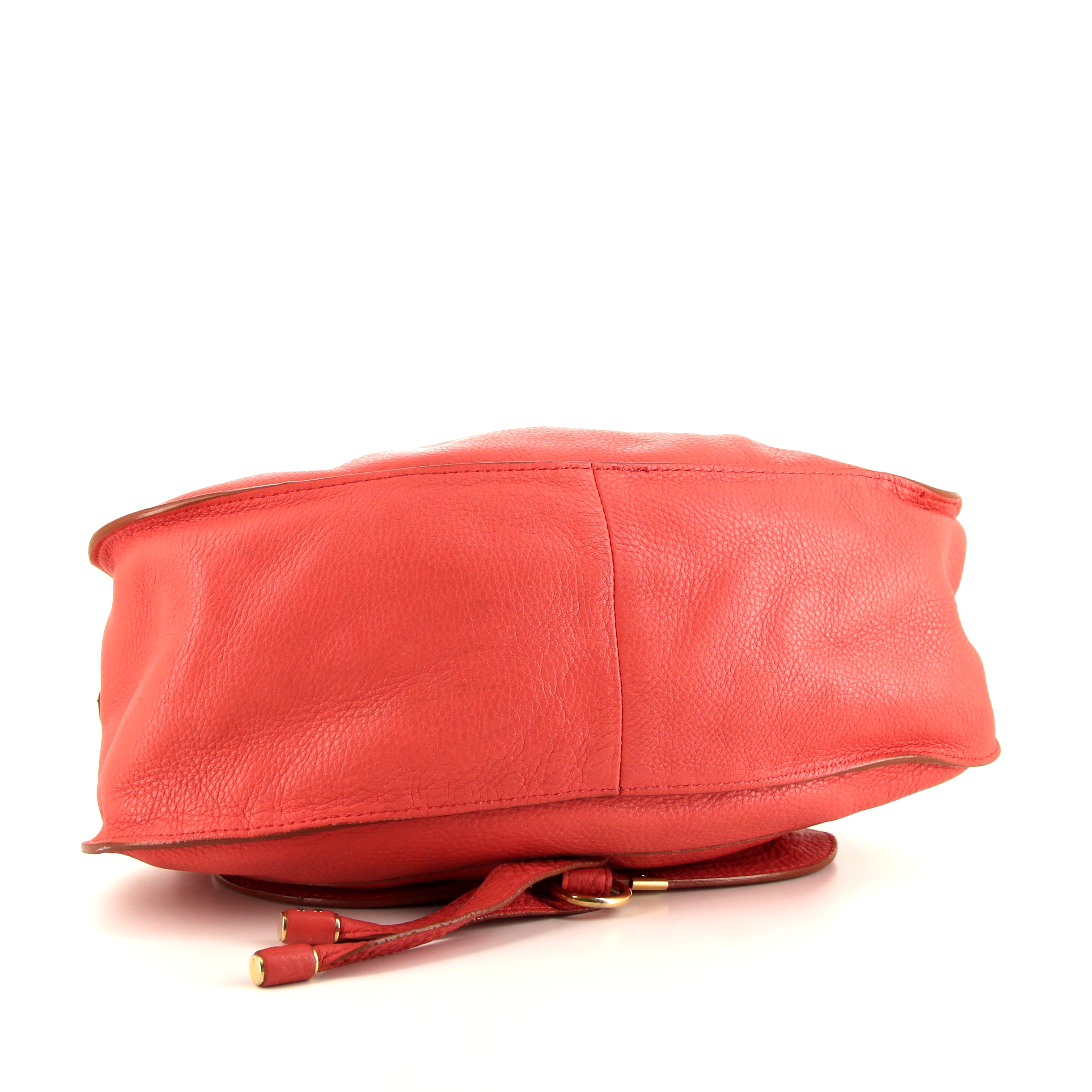 Bolso bandolera Chloé Marcie modelo grande en cuero granulado rojo - Detail D4