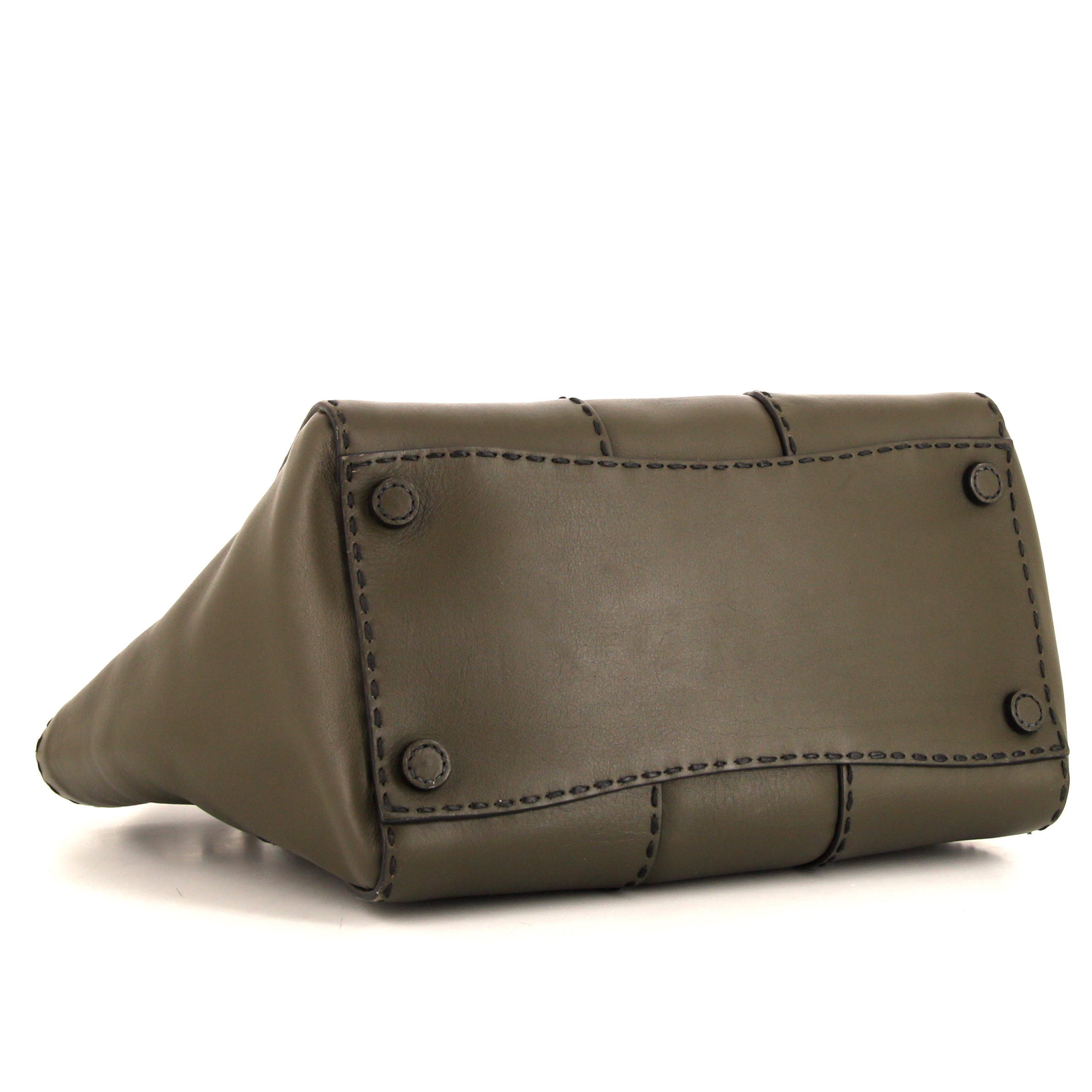 Prada handbag in khaki leather - Detail D5