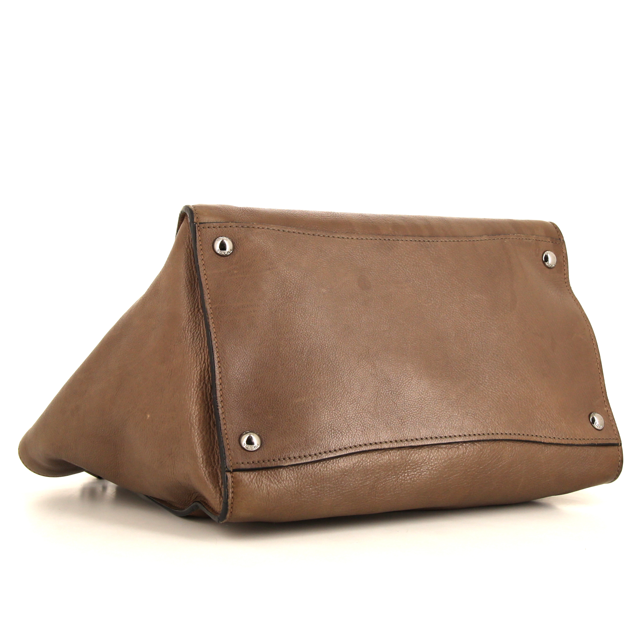 Sac à main Prada en cuir marron - Detail D5