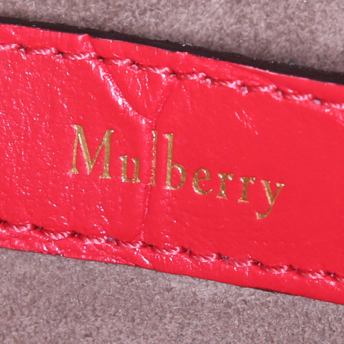 Sac bandoulière Mulberry Bayswater en cuir rouge - Detail D4