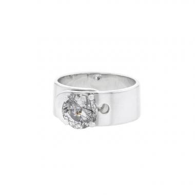 Dinh Van Vertige ring in white gold and flèche d'amour quartz