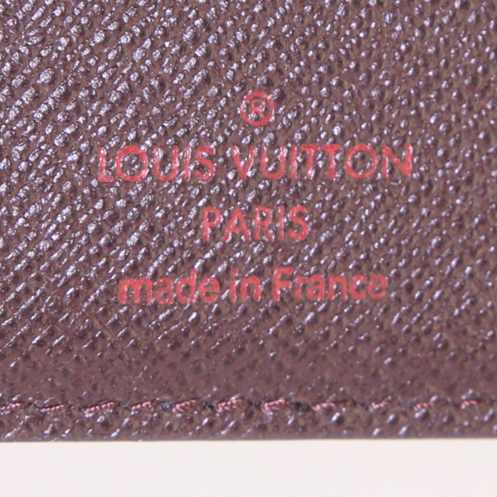 Portefeuille Louis Vuitton James en toile damier ébène et cuir marron - Detail D2