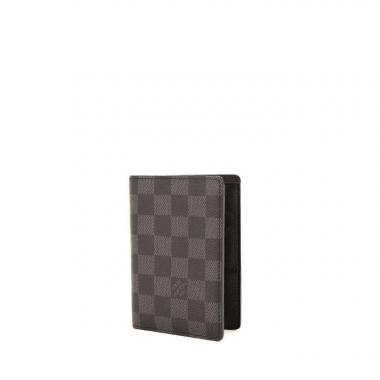 Portafogli Louis Vuitton James in tela a scacchi e pelle nera