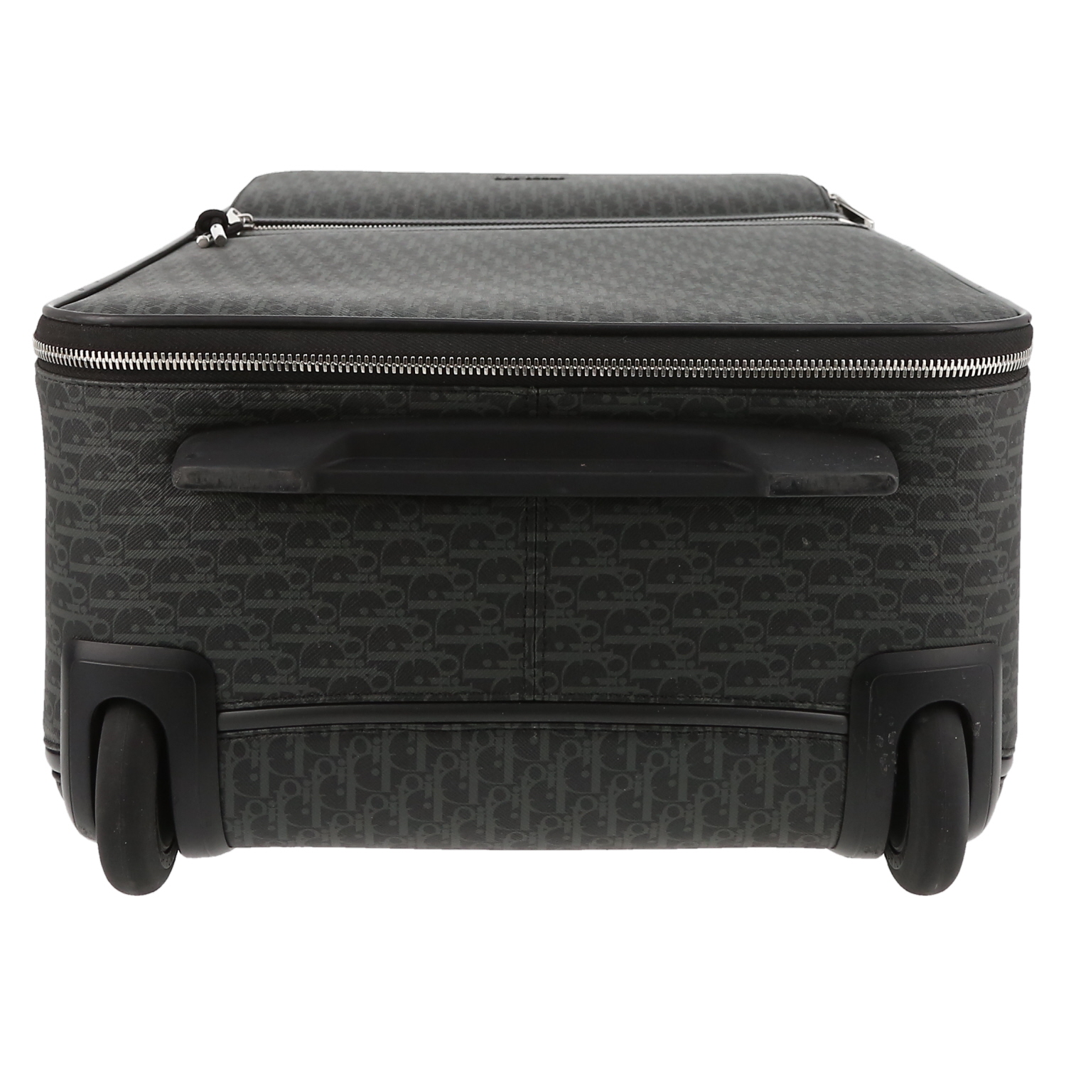 Dior  Trolley suitcase  in grey monogram canvas  and black leather - Detail D1