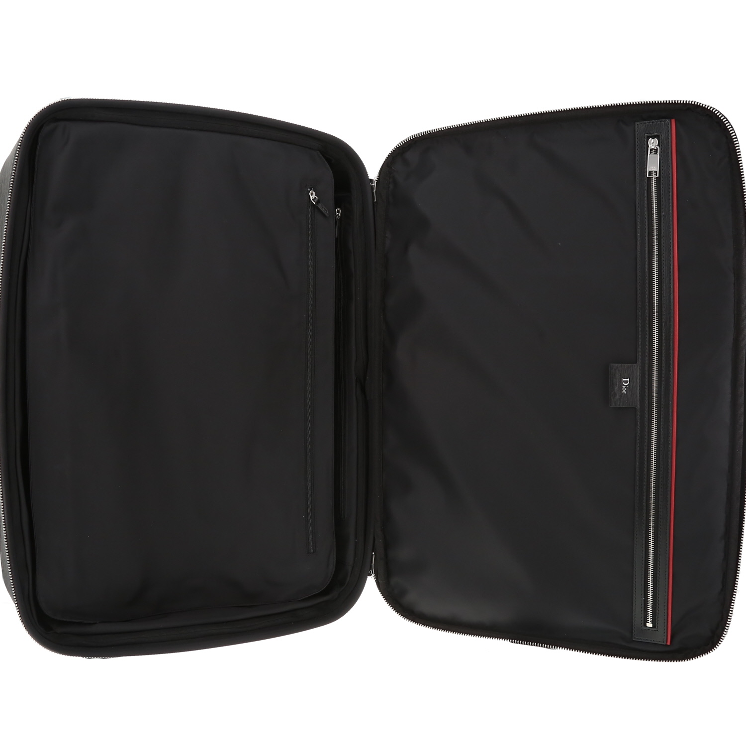 Valise Dior  Trolley en toile monogram enduite grise et cuir noir - Detail D3