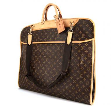 Funda protectora para ropa Louis Vuitton en lona Monogram marrón y cuero natural