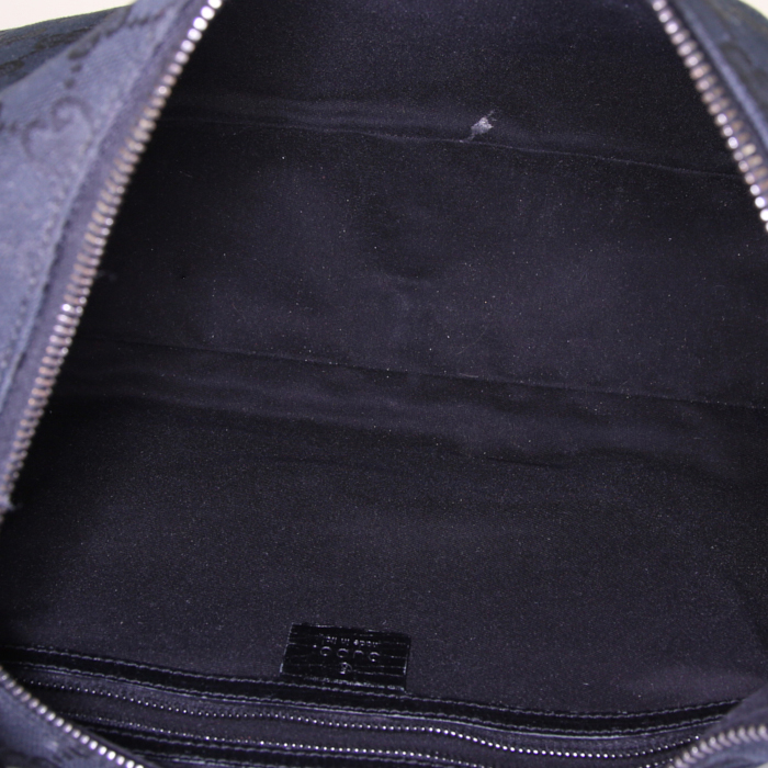 Bolso de mano Gucci Mors en lona Monogram negra y cuero negro - Detail D2