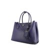 Prada Double large model handbag in blue leather saffiano - 00pp thumbnail