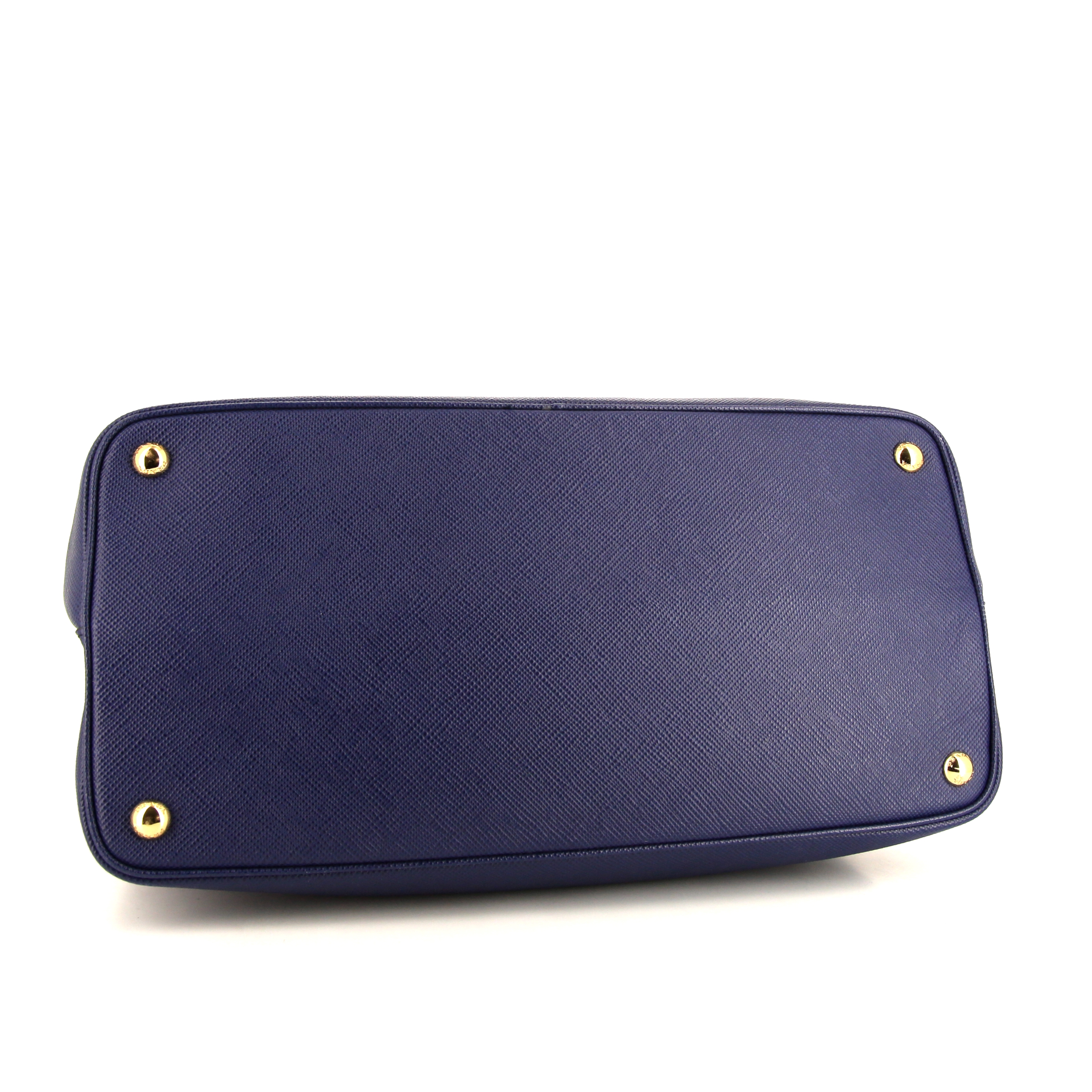 Prada Double large model handbag in blue leather saffiano - Detail D5