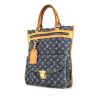Shopping bag Louis Vuitton in tela denim monogram blu e pelle naturale - 00pp thumbnail