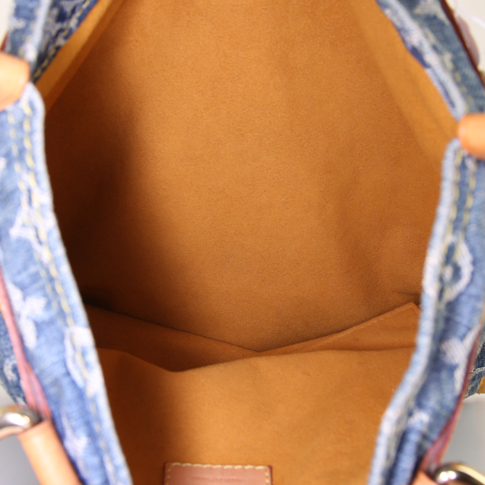 Louis Vuitton shopping bag in blue monogram denim canvas and natural leather - Detail D2