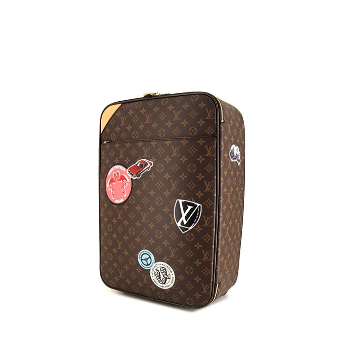 Valise souple Louis Vuitton Pegase en toile monogram marron et cuir naturel