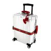 Valise rigide Rimowa Check-In Edition Limitée en aluminium argent et cuir rouge - 00pp thumbnail