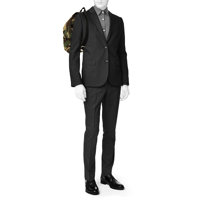 Saint Laurent backpack in camouflage canvas and black leather - Detail D1