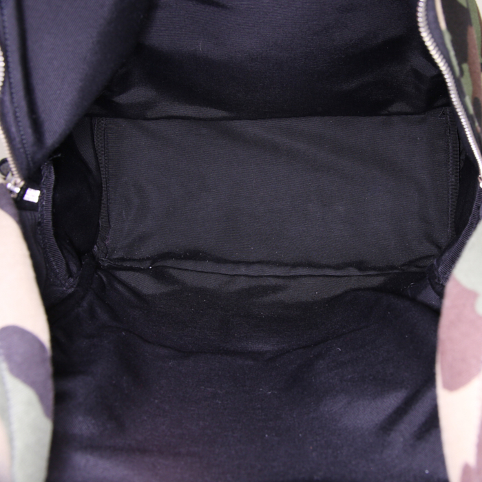 Saint Laurent backpack in camouflage canvas and black leather - Detail D2