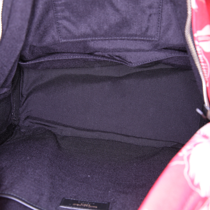 Saint Laurent backpack in red and beige bicolor canvas and black leather - Detail D2