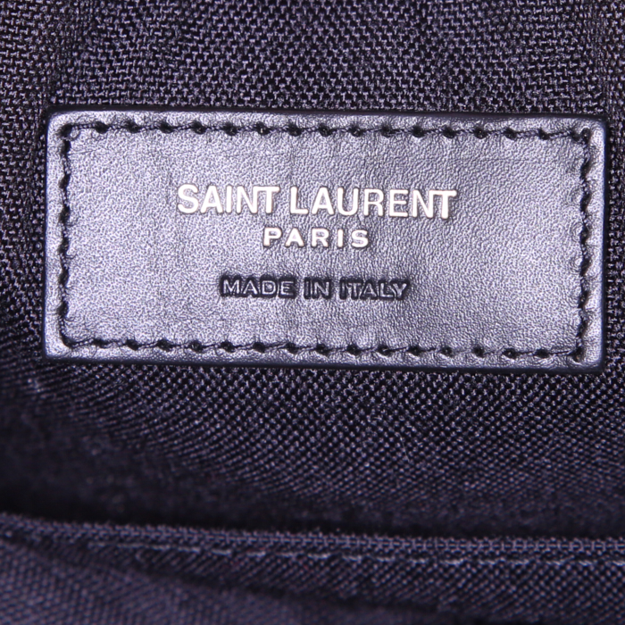 Saint Laurent backpack in red and beige bicolor canvas and black leather - Detail D3