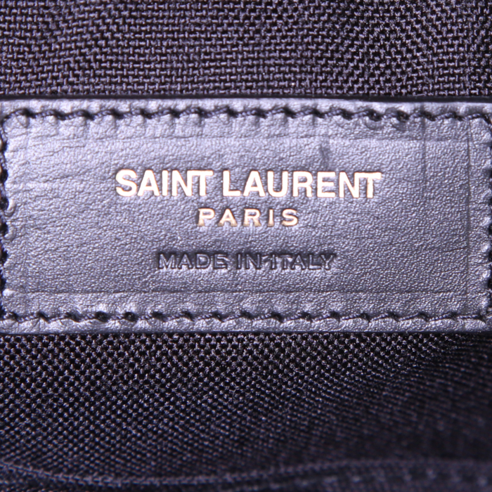 Saint Laurent City backpack in black and white canvas and black leather - Detail D3