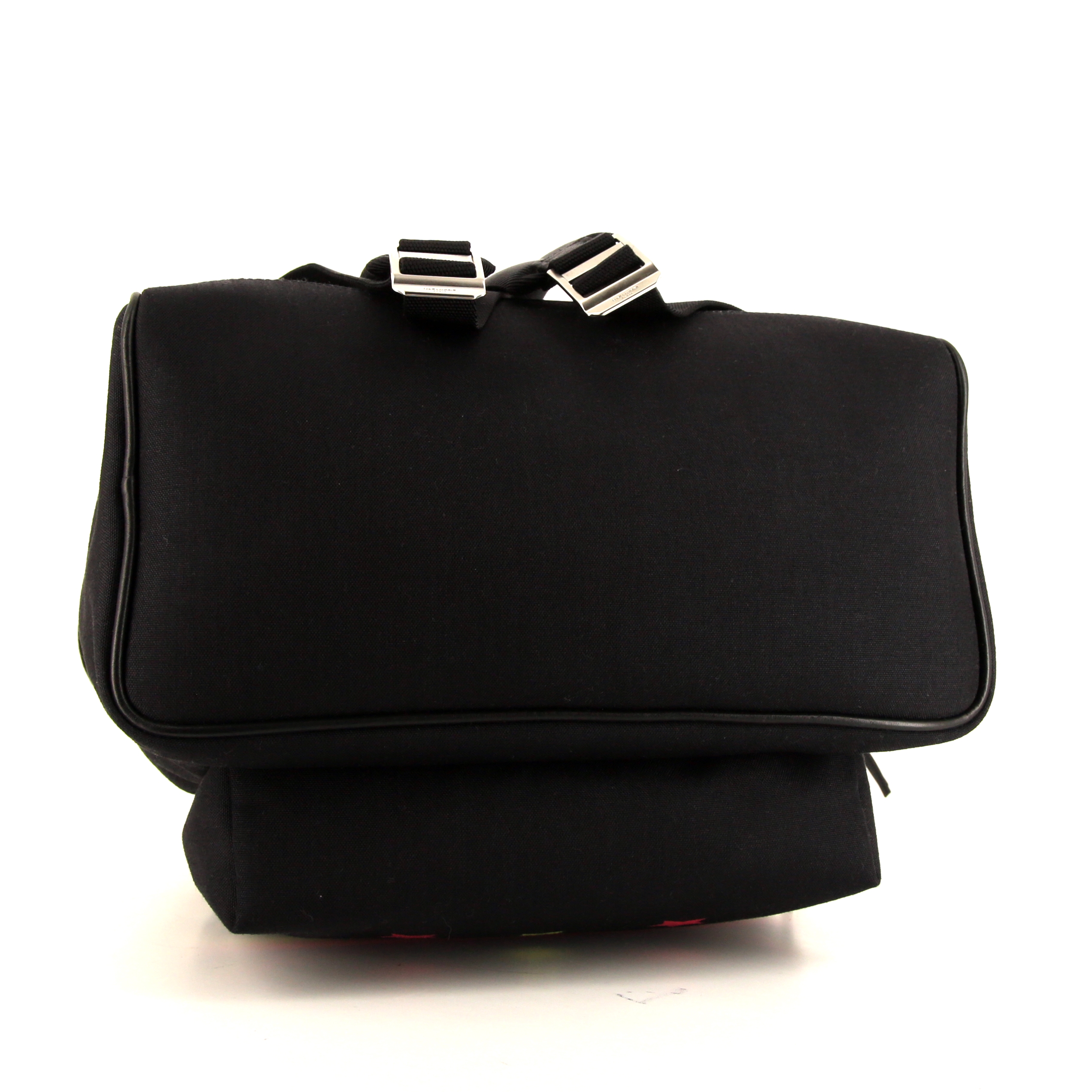 Mochila Saint Laurent City en lona negra y blanca y cuero negro - Detail D4