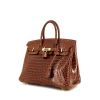 Hermes Birkin 25 cm handbag in brown porosus crocodile - 00pp thumbnail