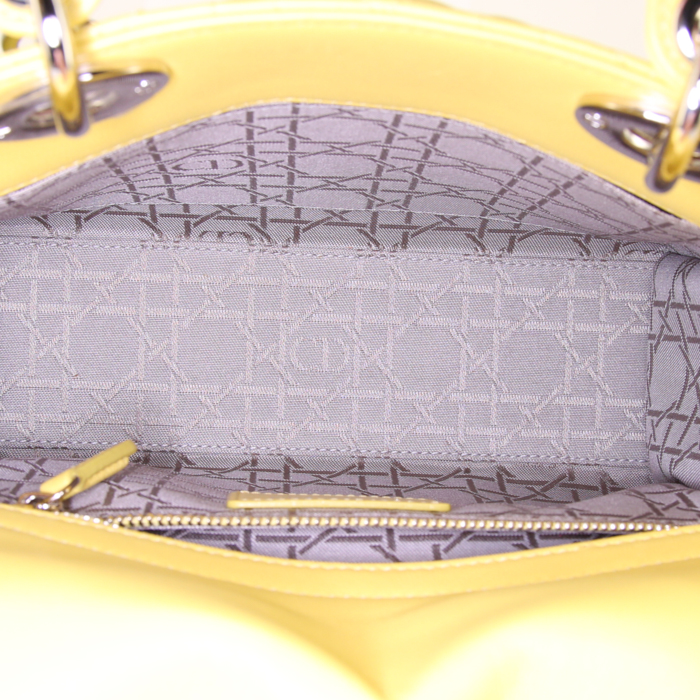 Dior Lady Dior My ABCDIOR handbag in yellow leather cannage - Detail D3