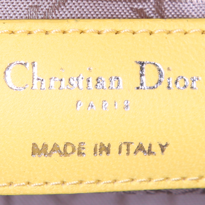 Bolso de mano Dior Lady Dior My ABCDIOR en cuero cannage amarillo - Detail D4
