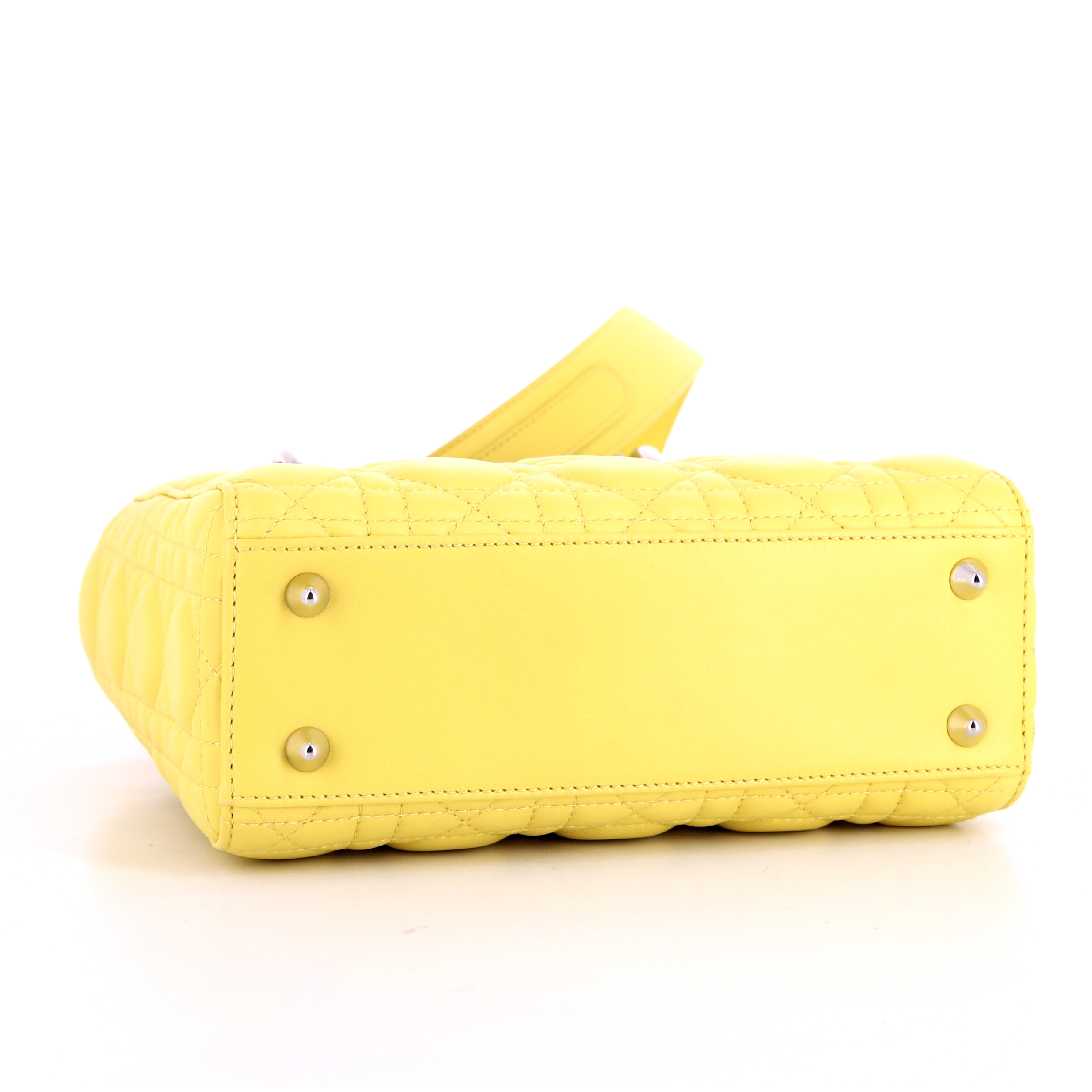 Bolso de mano Dior Lady Dior My ABCDIOR en cuero cannage amarillo - Detail D5