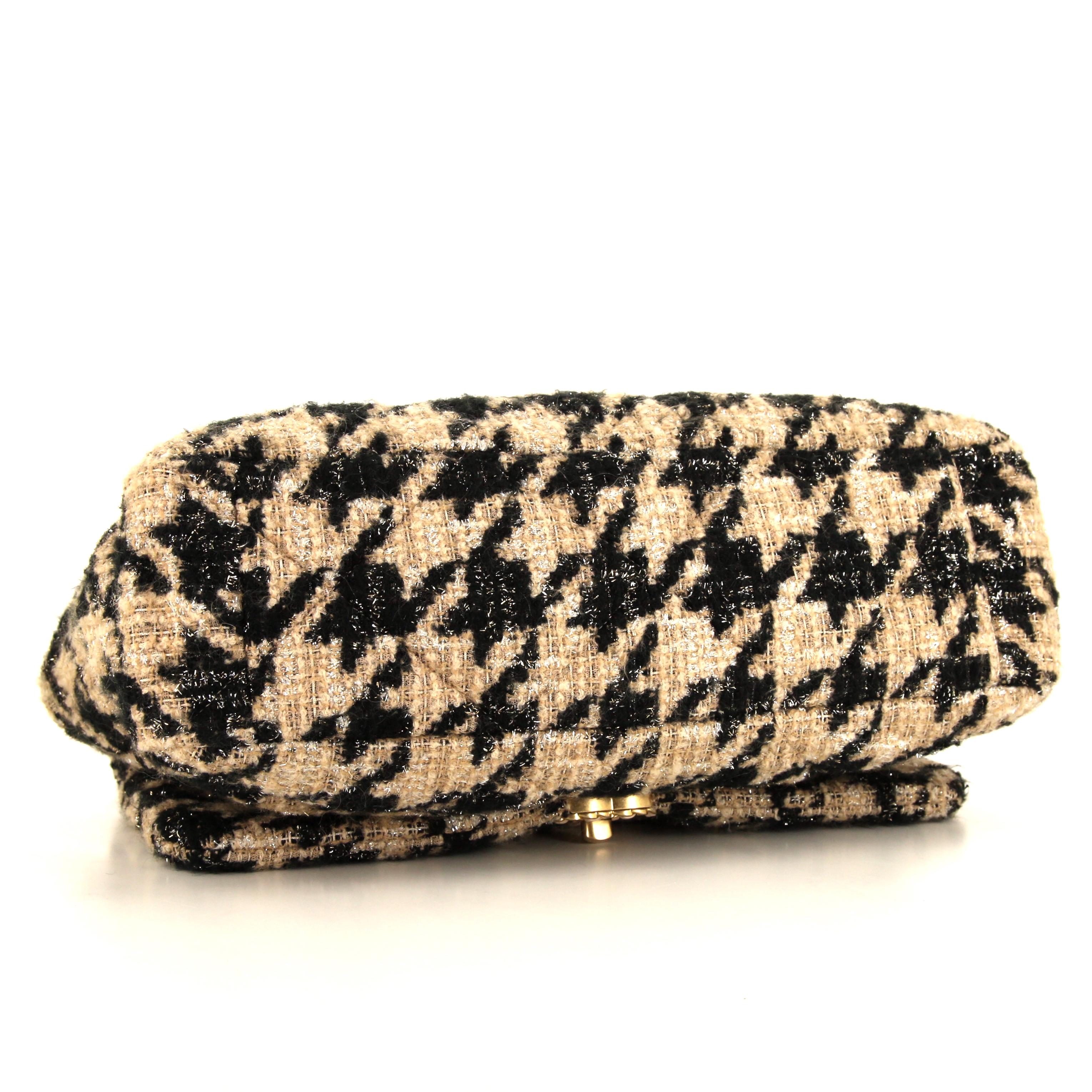 Sac à main Chanel 19 Maxi en tweed beige et noir - Detail D5