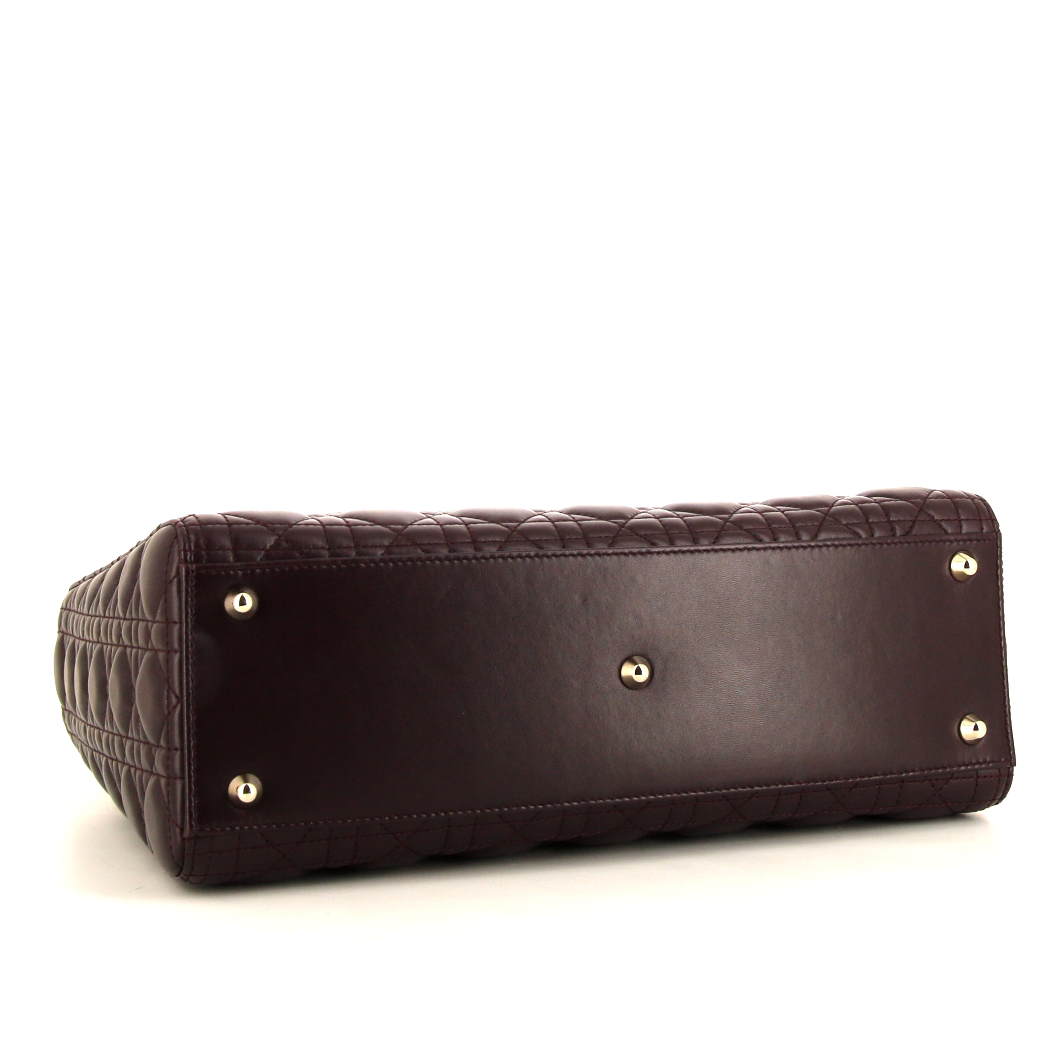 Sac à main Dior Lady Dior grand modèle en cuir cannage violet - Detail D5
