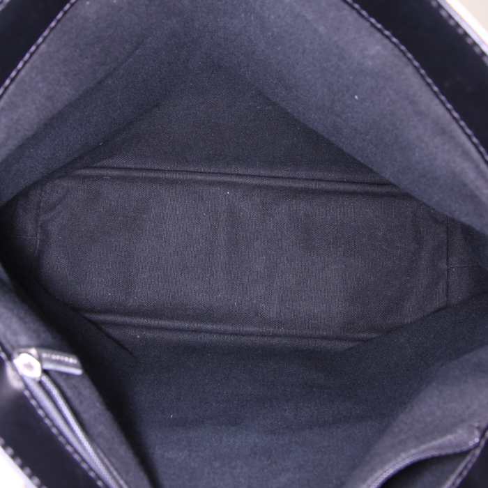 Borsa Burberry in tela Haymarket beige e pelle nera - Detail D2