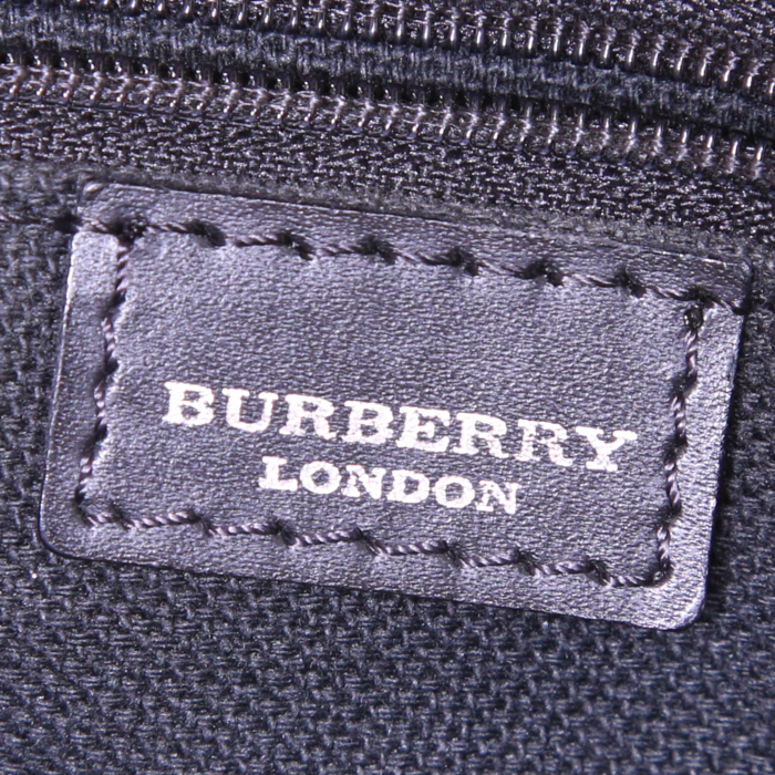 Borsa Burberry in tela Haymarket beige e pelle nera - Detail D3