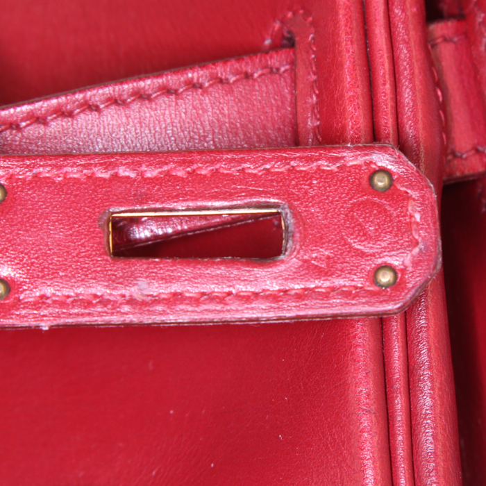 Sac à main Hermes Kelly 35 cm en cuir box rouge - Detail D5