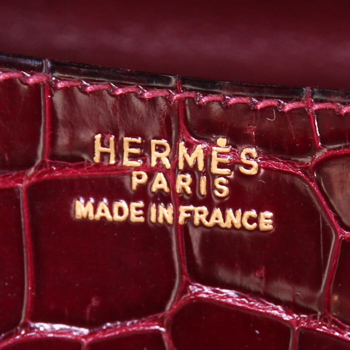Sac à main Hermes Constance en crocodile rouge H - Detail D4