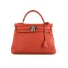 Hermes Kelly 32 cm handbag in brick red togo leather and brick red Swift leather - 360 thumbnail