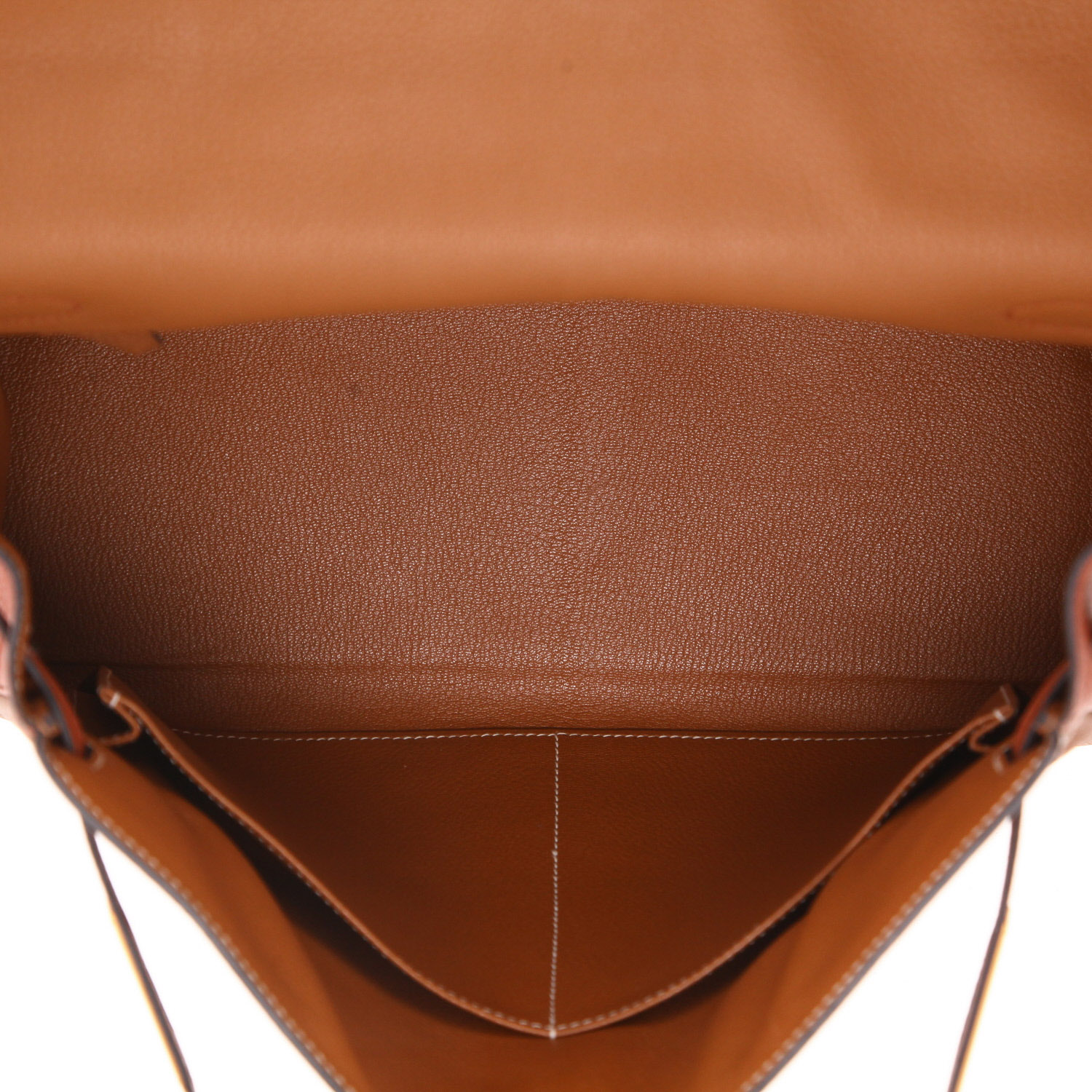 Sac à main Hermes Kelly 35 cm en cuir togo bicolore rouge-brique et gold - Detail D3