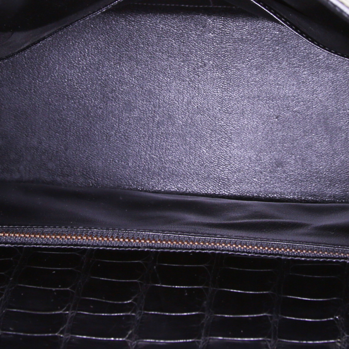Bolso de mano Hermes Kelly 32 cm en cocodrilo porosus negro - Detail D3
