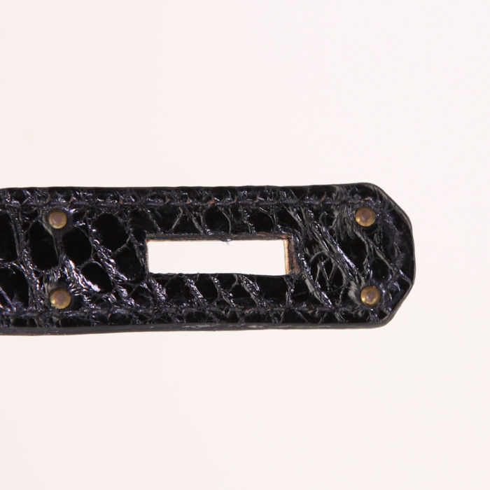 Hermes Kelly 32 cm handbag in black porosus crocodile - Detail D5