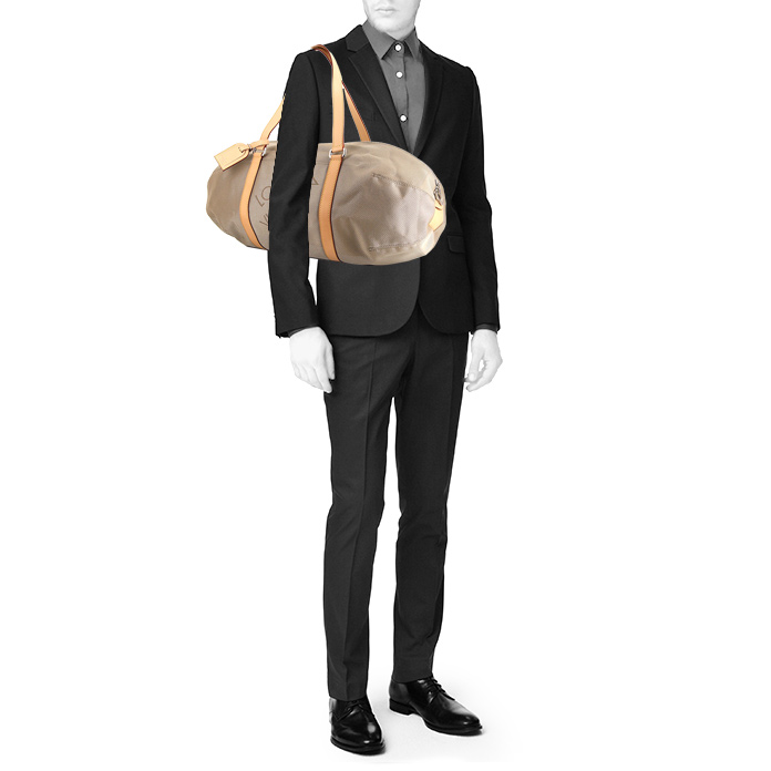 Sac de voyage Louis Vuitton  Attaquant en toile beige et cuir naturel - Detail D1