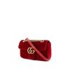 Sac bandoulière Gucci GG Marmont mini en velours rouge et cuir rouge - 00pp thumbnail