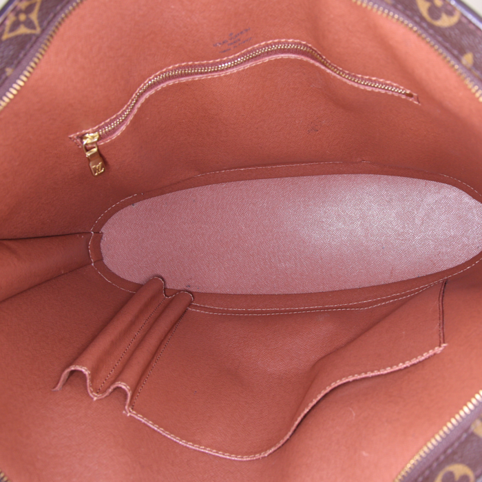 Bolso Cabás Louis Vuitton Babylone en lona Monogram marrón y cuero natural - Detail D2