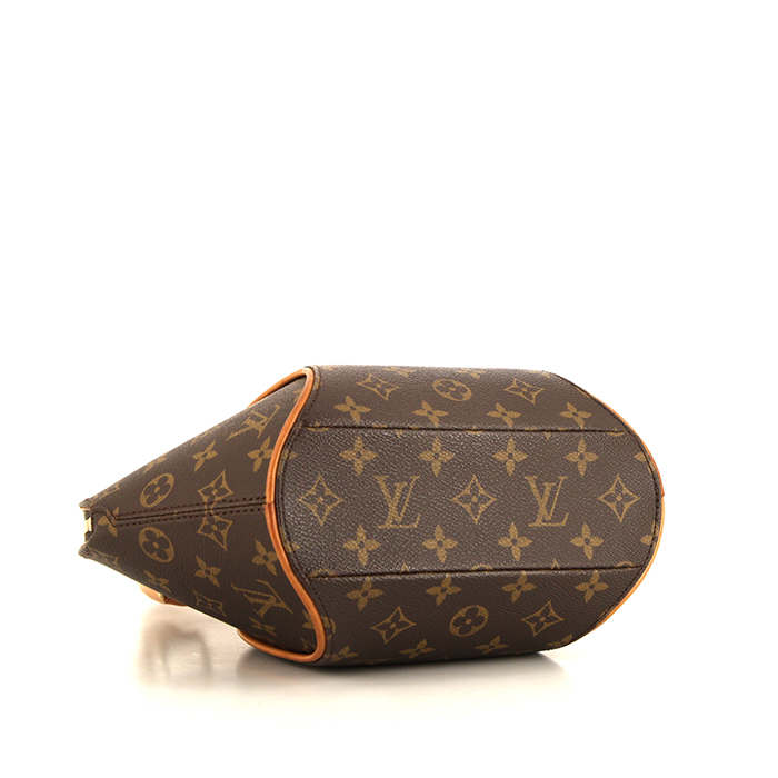 Louis Vuitton Ellipse small model handbag in brown monogram canvas and natural leather - Detail D4