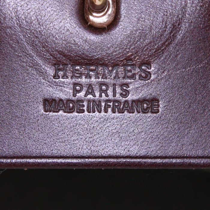 Hermes Herbag shoulder bag in khaki canvas and dark brown leather - Detail D4