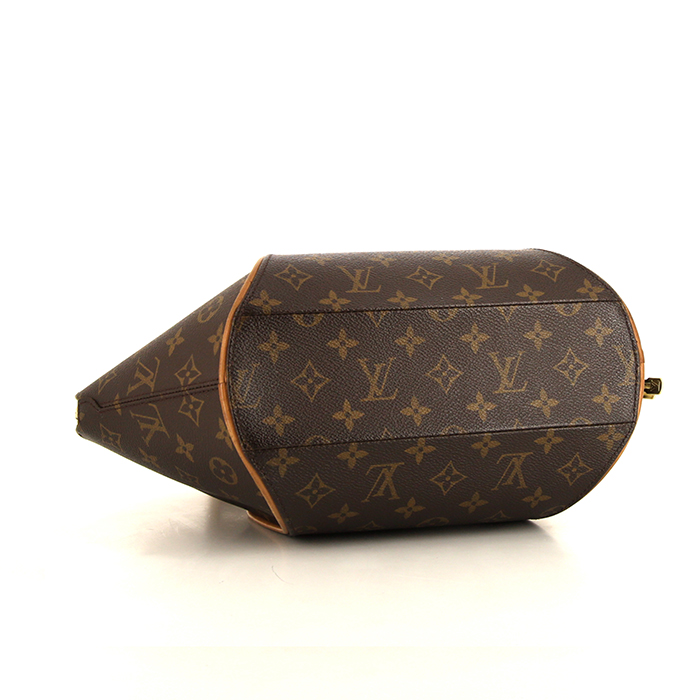 Louis Vuitton Ellipse large model handbag in brown monogram canvas and natural leather - Detail D4