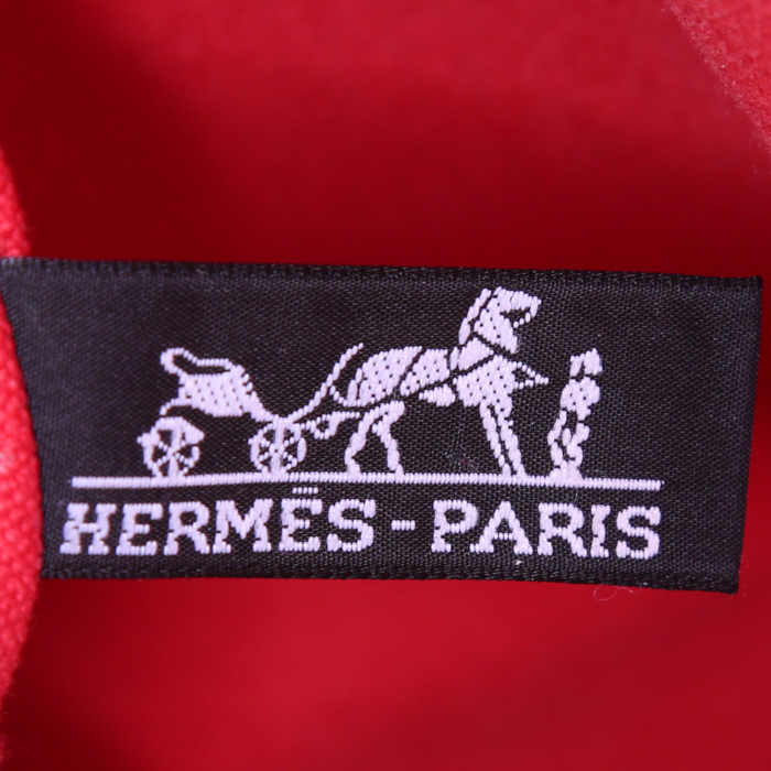 Sac cabas Hermès en toile chevrons rouge - Detail D3